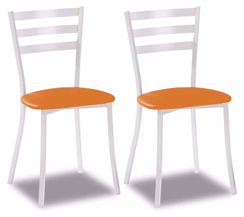 2 sedie da cucina, struttura in metallo e rivestimento in ecopelle, altezza seduta 45 cm, colore arancione