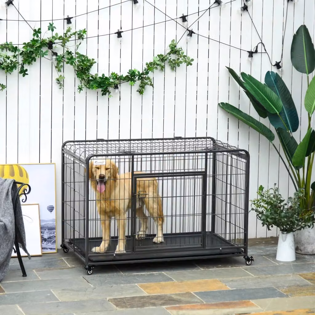 Gabbia per cani pieghevole GIORDANOSHOP in metallo grigio L: 125 cm, P: 76 cm, H: 81 cm – 2