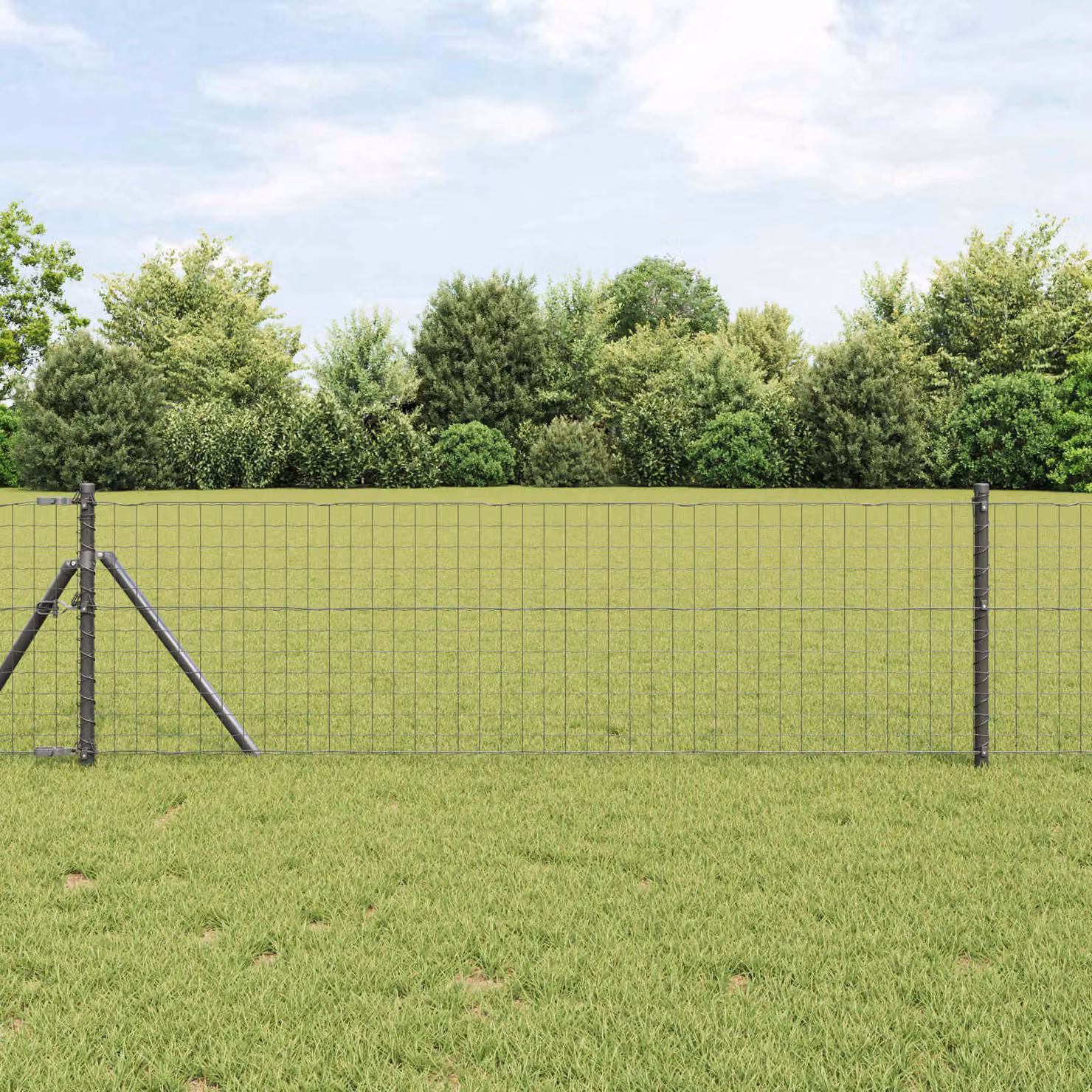 Set di 2 pali per recinzione vidaXL in acciaio grigio, Altezza: 100 cm