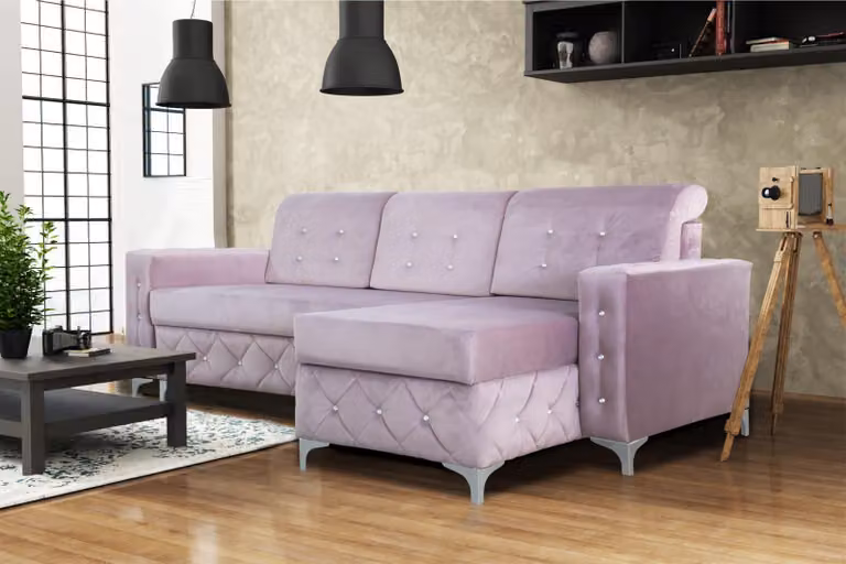 Divano angolare in velluto, divano letto, mobili soggiorno, divano a forma di L, imbottitura