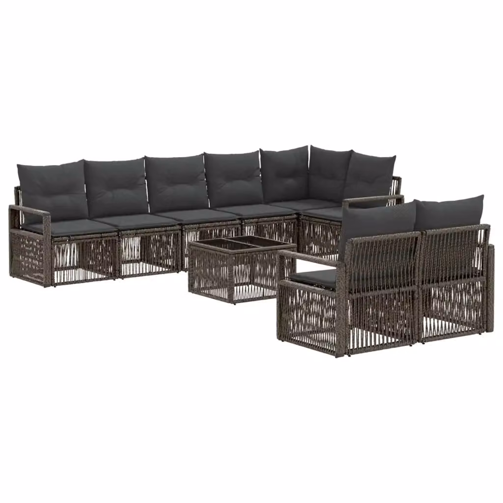 Set Divano da Giardino a Forma di U con Tavolino vidaXL, 9 Pezzi, Grigio – 2