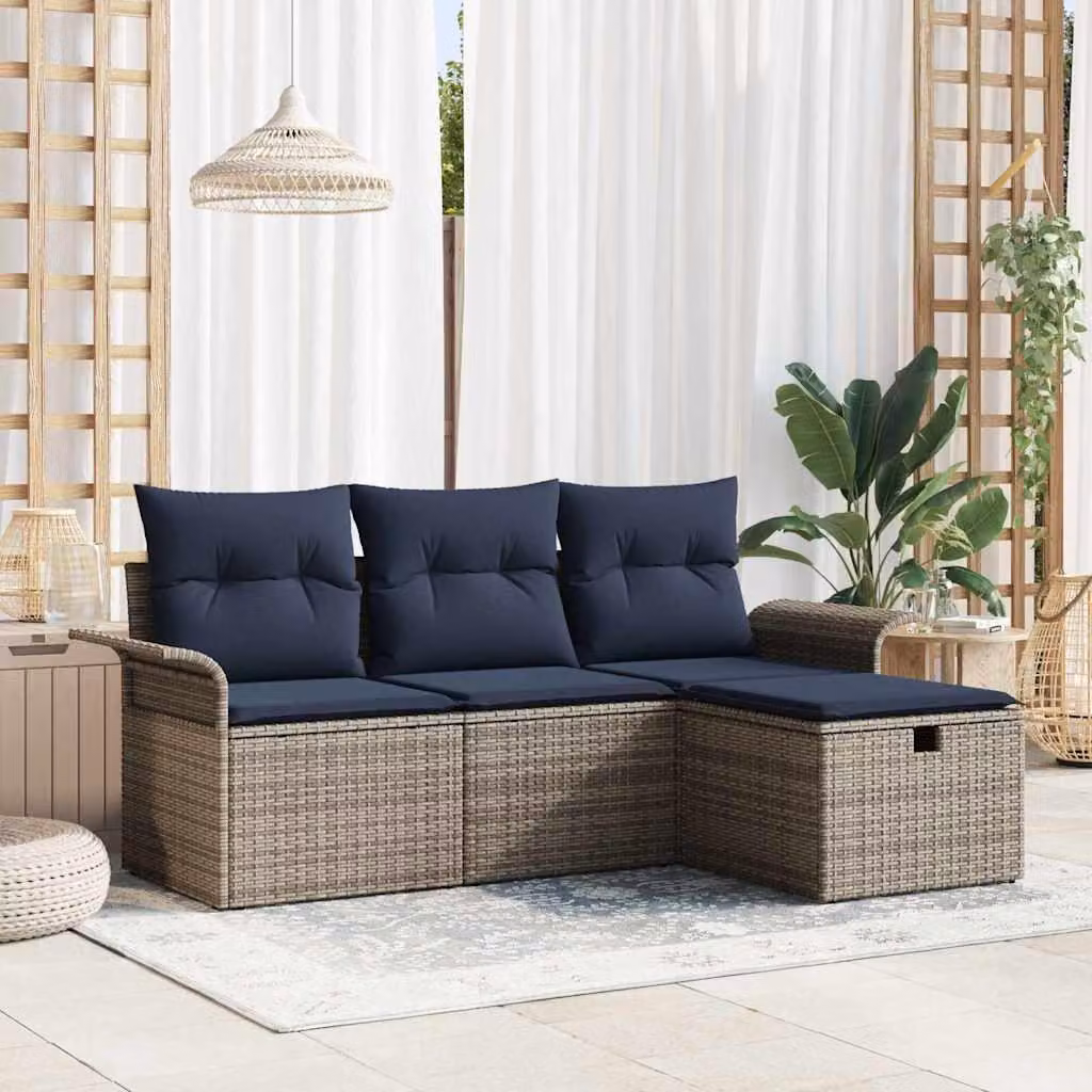 Maison Exclusive - Set da giardino composto da 4 pezzi, divano in rattan sintetico