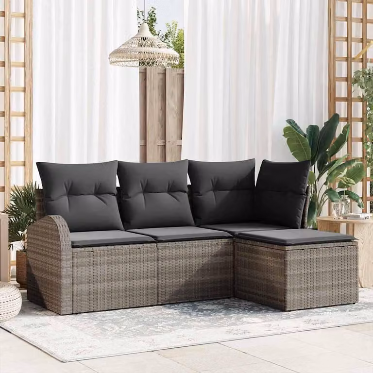 Maison Exclusive - Set Divano da Giardino Grigio polyrattan