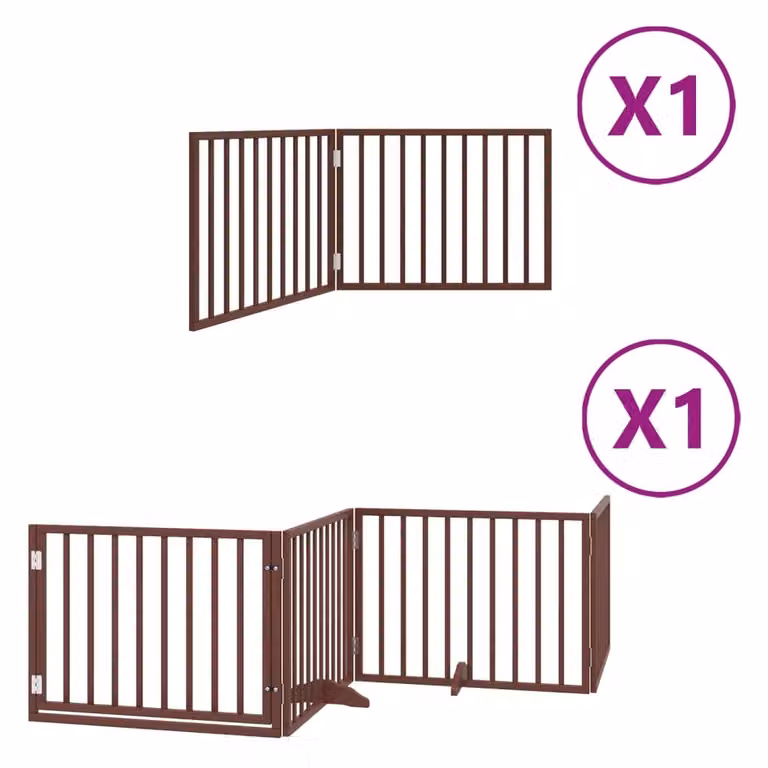 Cancello Cani Porta Pieghevole Marrone 6 Pannelli 480cm Pioppo