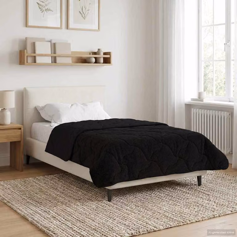 vidaXL Piumone Invernale in Microfibra Traspirabile e Reversibile, Nero, L/P/H: 135 x 200 cm