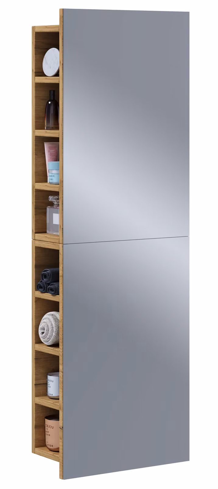 Armadio bagno senza tempo | Dimensioni ca. H. 118 x W. 40 x D. 15 cm | spazio di archiviazione sufficiente | Armadio a specchio - Flandu XL