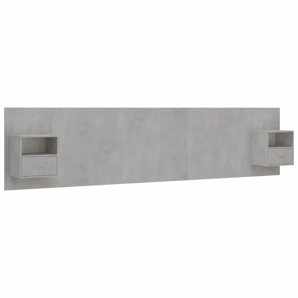 Testiera Letto con Comodini Integrati vidaXL in Legno Multistrato Grigio L: 240 cm, H: 80 cm, P: 80 cm – 2