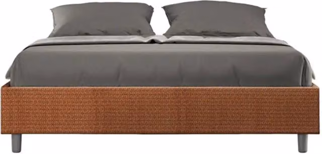 Letto matrimoniale contenitore doppia alzata imbottito 160x190 tessuto Labirinto 4 arancio Azelia