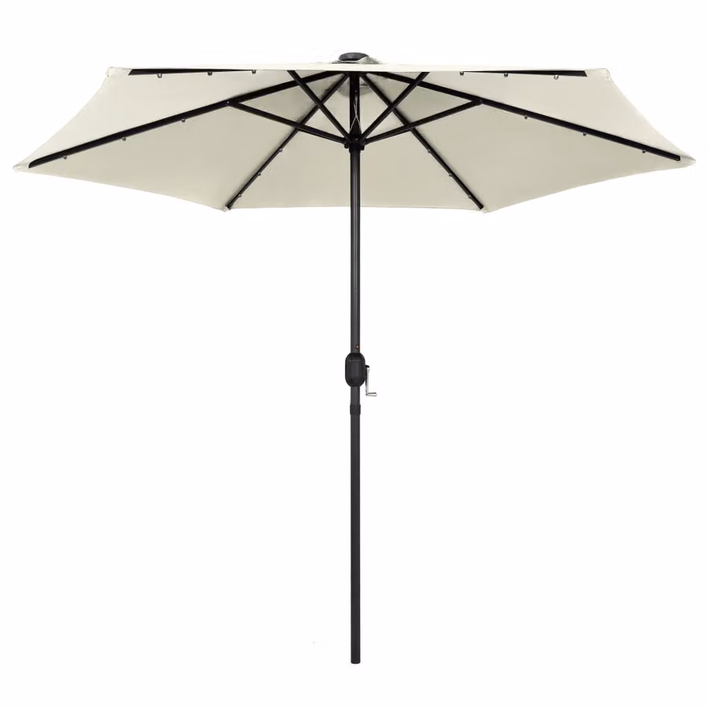 Ombrellone con Luci a LED e Palo Alluminio 270 cm Bianco Sabbia