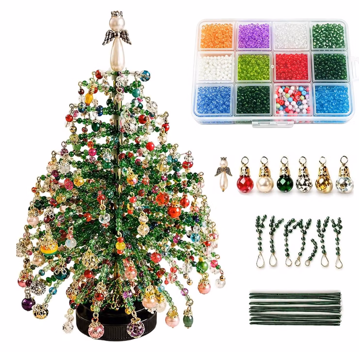 Kit per creare: Albero di Natale con perline e luci, design tridimensionale