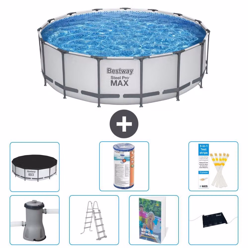 Piscina gonfiabile Bestway Steel Pro MAX, rotonda, 488x122 cm, composta da 6 parti, modello S619