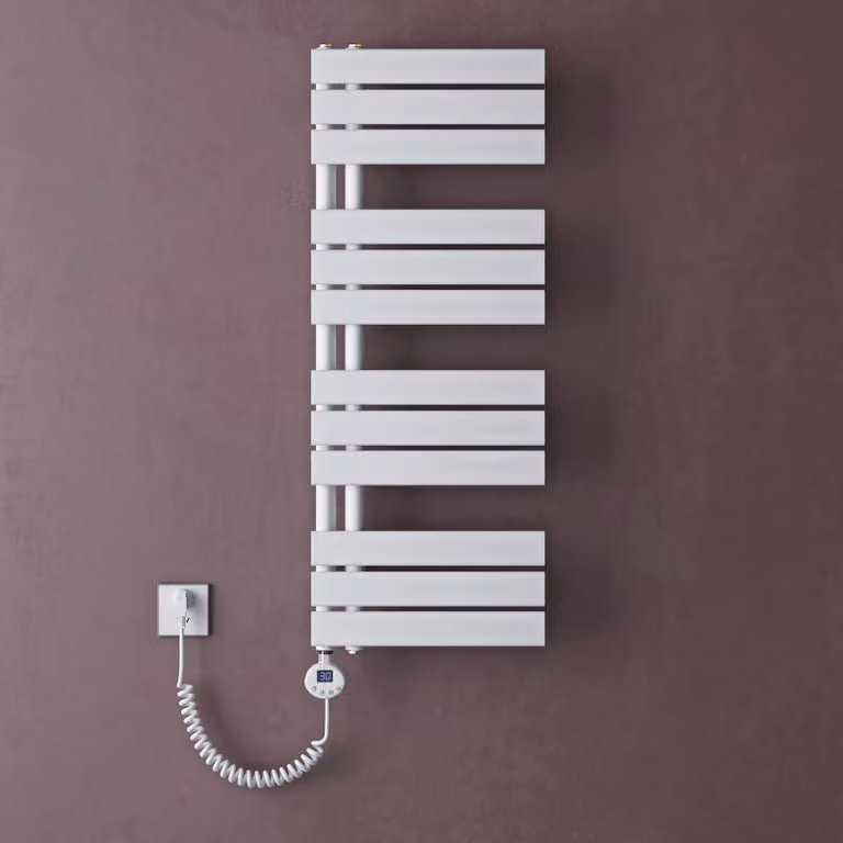 doporro Scaldasalviette Elettrico Bagno con Termostato Digitale e Funzione Timer 104x40cm 800W Bianco, Termoarredo Elettrico Temperatura Regolabile, Radiatore da Parete Verticale - FN