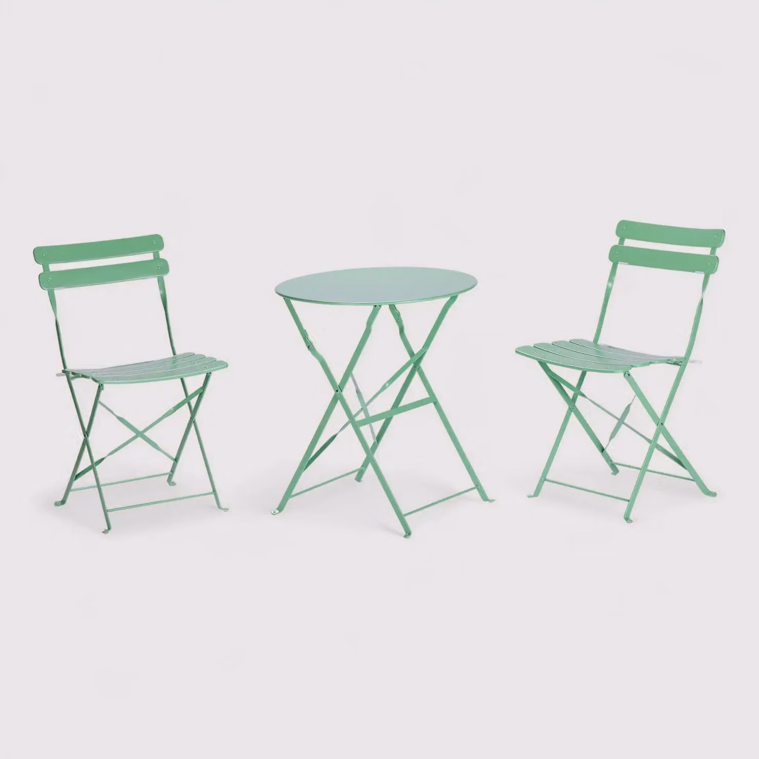 Daflah - Set mobili da balcone verde con 2 sedie e un tavolino