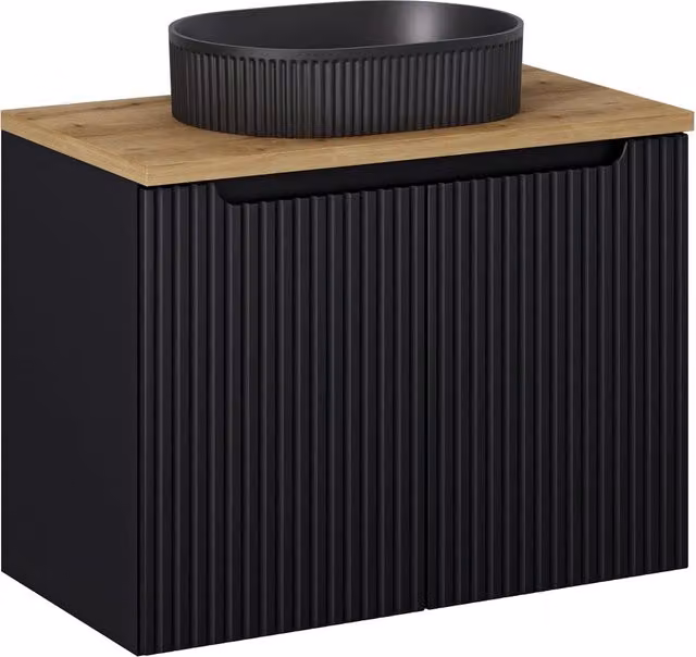 Set mobili bagno Beyond Nova Black con piano e lavabo da appoggio, larghezza: 80 cm, profondità: 40 cm