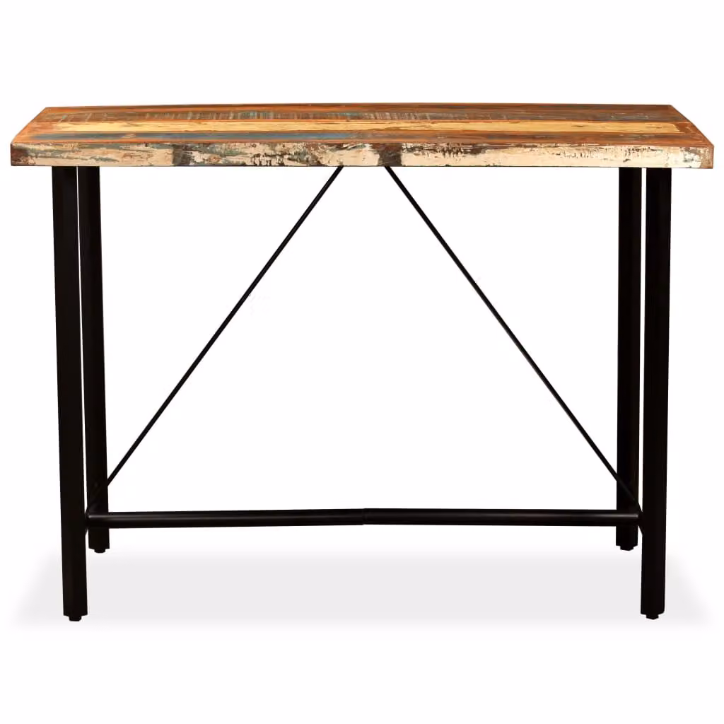 vidaXL Tavolo da bar in legno massiccio antico 150x70x107 cm