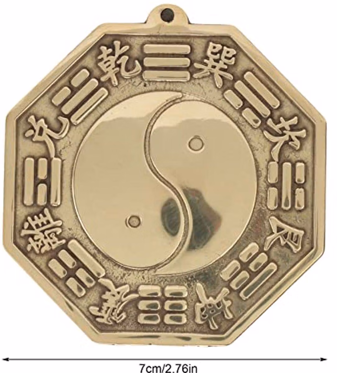 Specchio Bagua Feng Shui, 7 cm, in ottone