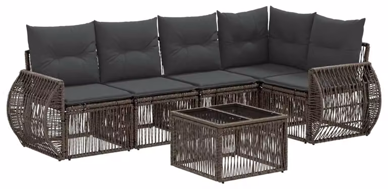 Set Divano da Giardino 6 pcs Grigio e Grigio Scuro polyrattan