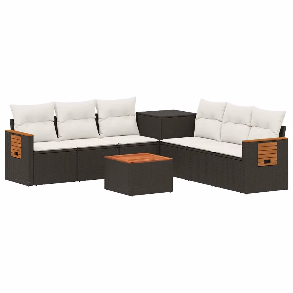 Set di divani da giardino a forma di U vidaXL in metallo nero e bianco con cuscini inclusi – 2