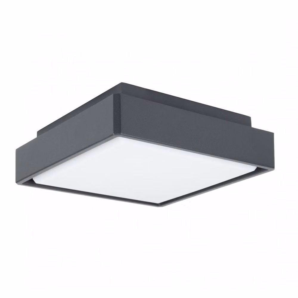 Lampada da soffitto esterna plafoniera quadrata LED 18W grigio scuro IP65 SU-MA BN-KW200