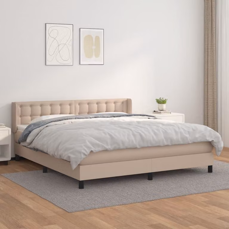 Maison Exclusive - Giroletto a Molle con Materasso Cappuccino 160x200cm Pelle finta