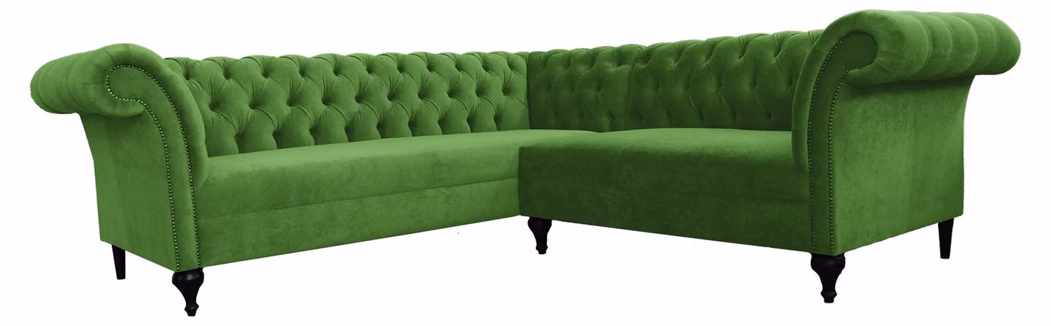 Chesterfield Ecksofa Eckcouch Designer Sofa Couch Samt Ledersofa SLIII Sofa №95
