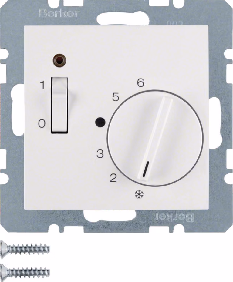 Regolatore di temperatura Berker con contattore, elemento di collegamento, pulsante a bilanciere e LED bianco polare, lucido, 1 pz.