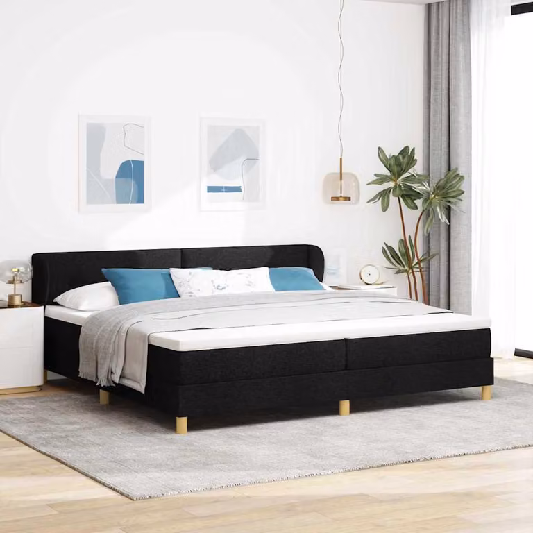 Maison Exclusive - Letto boxspring con testiera nera 200 x 200 cm in tessuto