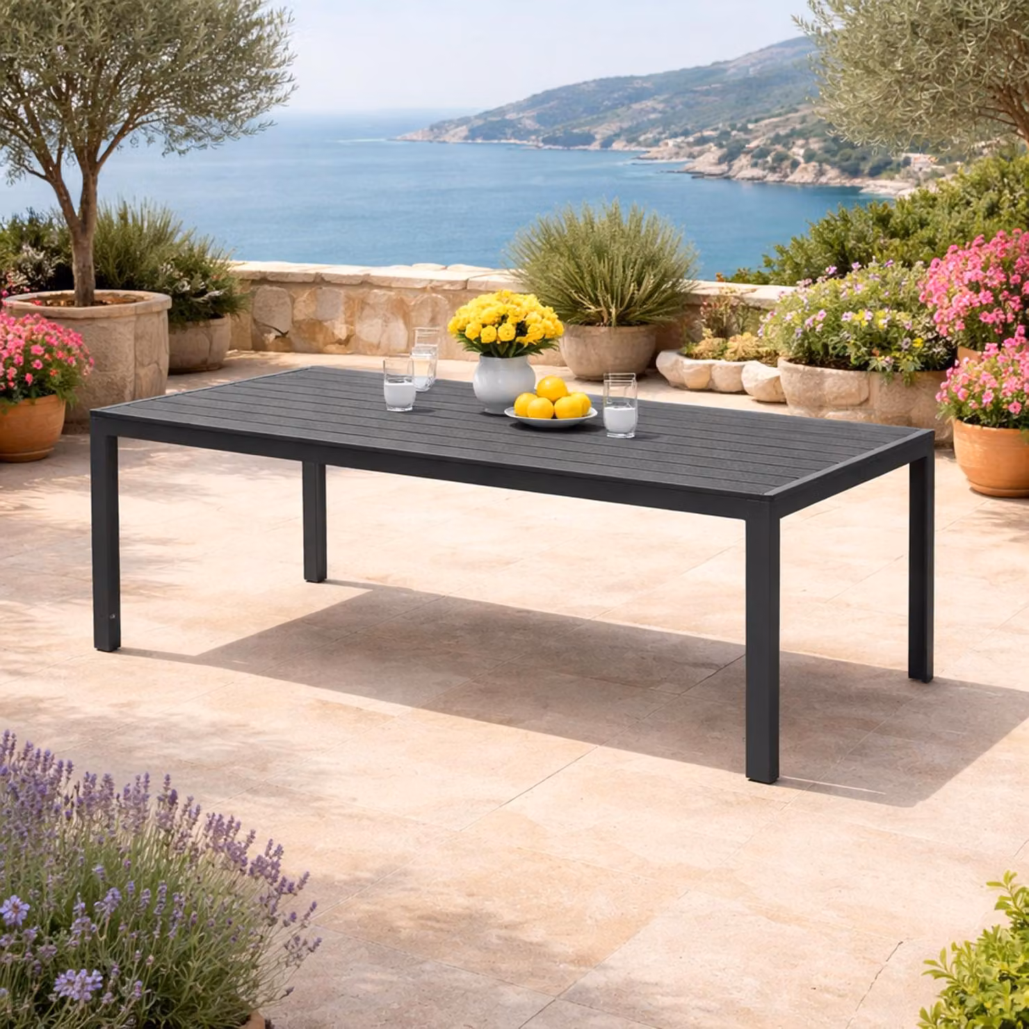 Tavolo da giardino Alu Nonwood Tavolo da pranzo Tavolo da esterno Antracite/Grigio 160x90 cm