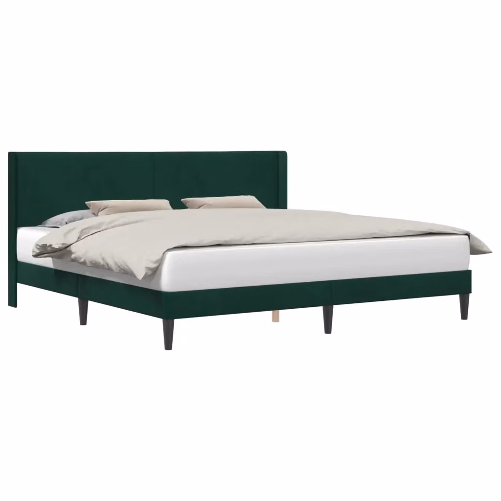Struttura del letto con giroletto in velluto verde scuro DESIGN IN L/P/H: 200 x 200 x 96 cm – 2
