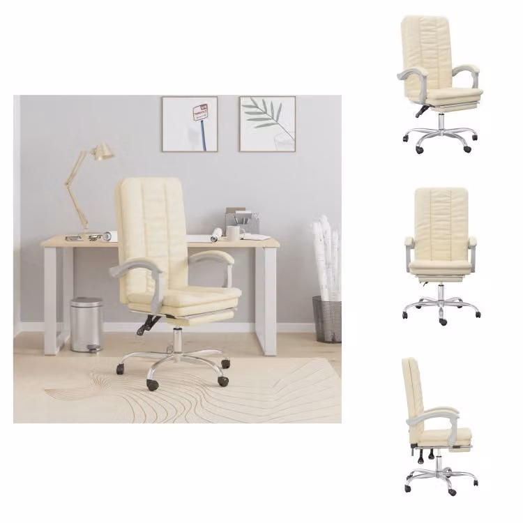vidaXL Sedia da ufficio con funzione reclinabile in Pelle finta crema - Sedie da ufficio
