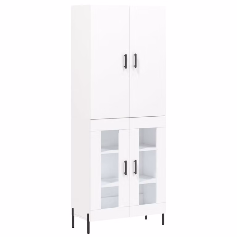 Credenza Bianca 69,5x34x180 cm in Legno Multistrato