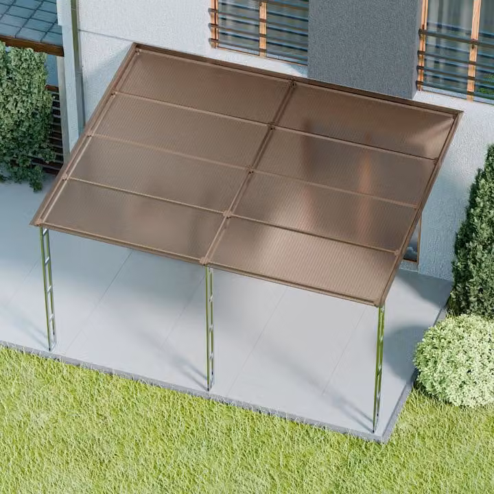 Tettoia per patio 3x4x2,7m con pannelli a doppia parete Tettoia a parete per patio con protezione solare Antracite