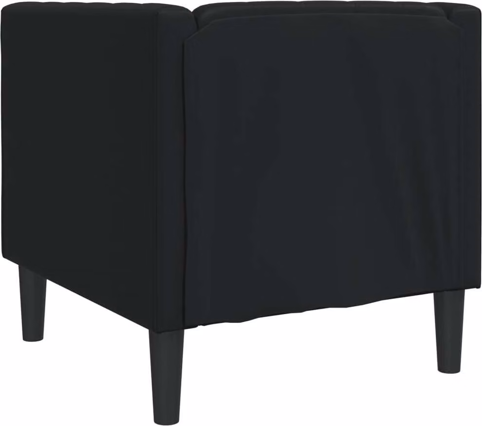 Poltrona Chesterfield Nera in Pelle finta