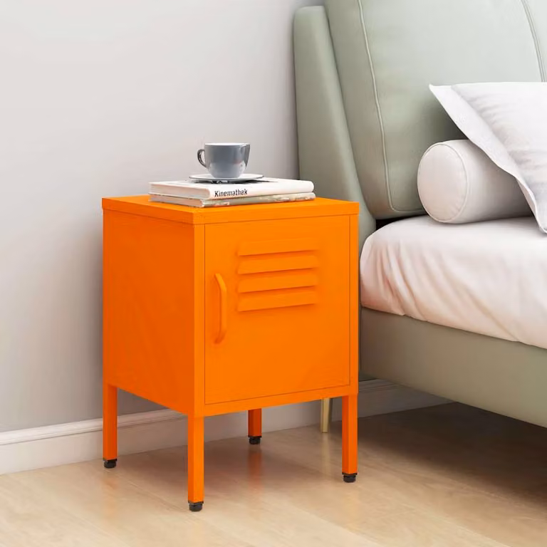 Comodino moderno vidaXL in metallo arancione lucido L/P/H: 35 x 35 x 51 cm