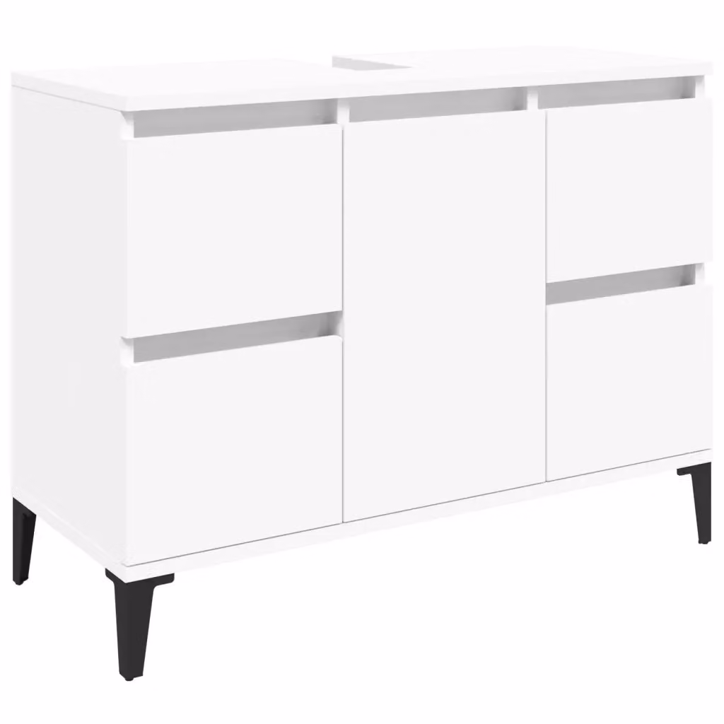 Mobile Lavabo Moderno VIDAXL Bianco con Ante e Cassetti, Sospeso, L: 80 cm, P: 33 cm, H: 60 cm – 2