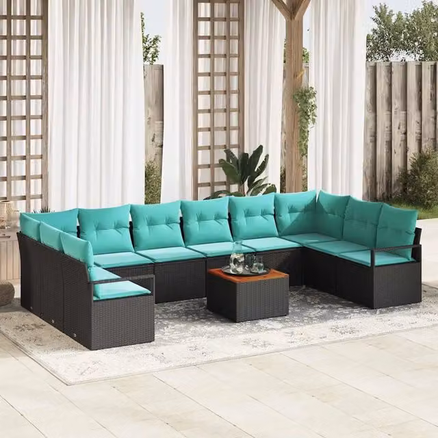 Set Divano da Giardino 11 pz Nero polyrattan 3347760