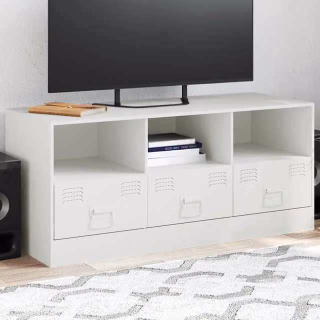 Mobile Porta TV Bianco Moderno in Metallo e MDF L: 99 cm, P: 39 cm, H: 44 cm – 1