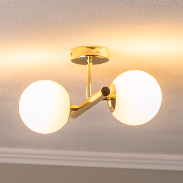 Plafoniera soffitto Linea Domiluce, dimmerabile, Ottone / Oro, Soggiorno / Sala da pranzo, Metallo, Plafoniera