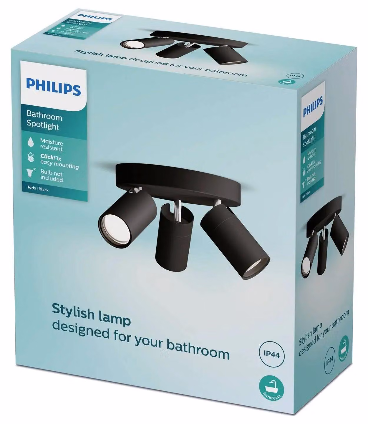 Philips Faretto da soffitto/parete Idris, 3×, Faretto per binario, GU10, 3 lampadine, LED, 220-240 V, Nero
