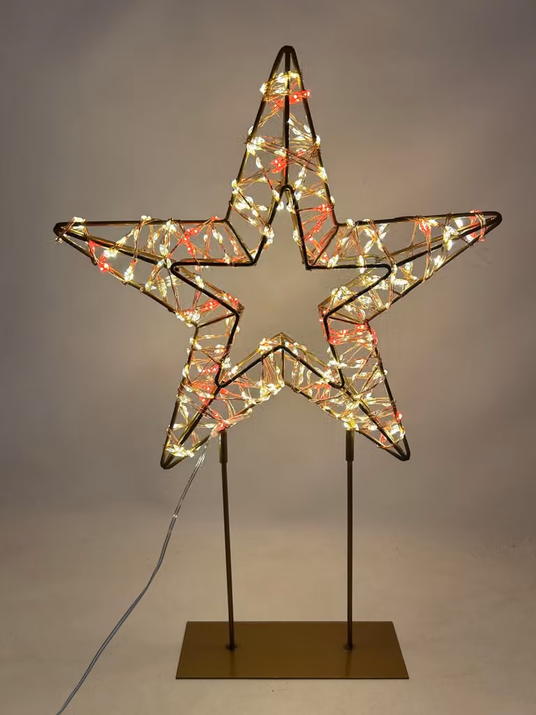 Luci a LED posteriori, 45 cm, 500 lumen, luce rossa/bianca calda, con timer, alimentazione a corrente, colore oro