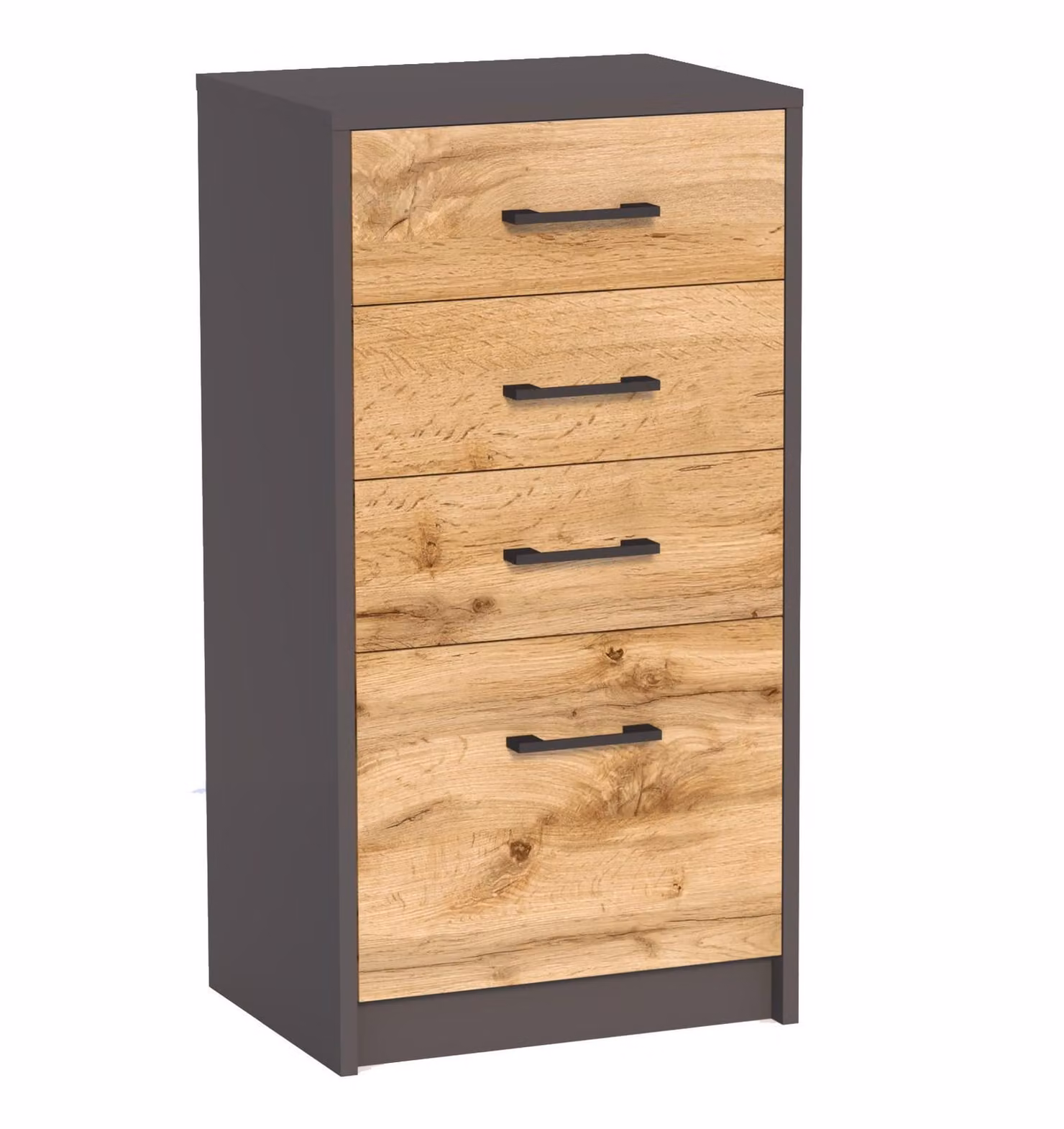 Cassettiera stretta IBOJA – grafite / rovere wotan