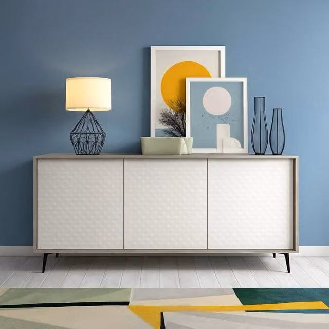 Madia Aminda, Credenza 3 Ripiani Made in Italy, 184x45x77h cm Bianco
