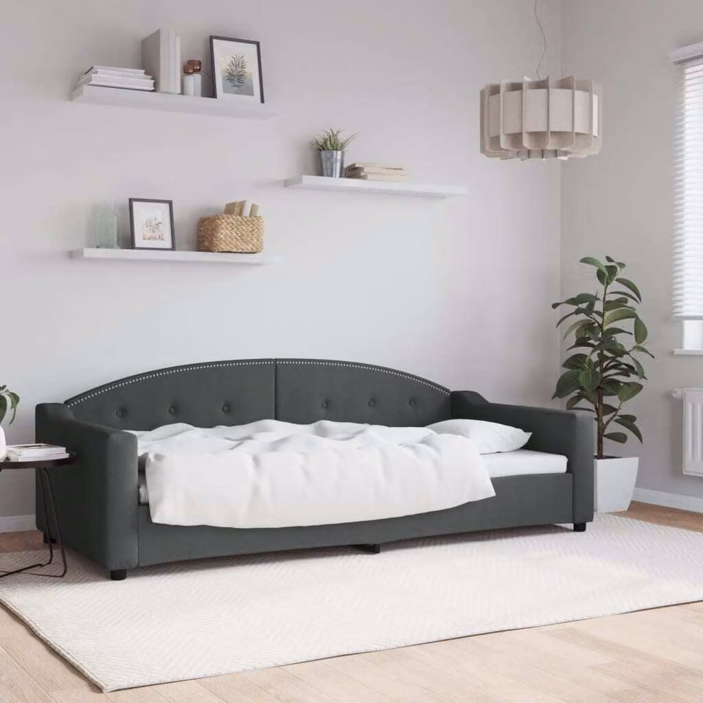 Maison Exclusive - Letto a giorno, colore grigio scuro, 90x200 cm, tessuto