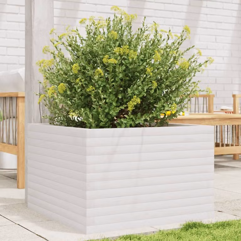 Fioriera da giardino vidaXL in legno di pino bianco L: 70 cm, P: 70 cm, H: 45,5 cm