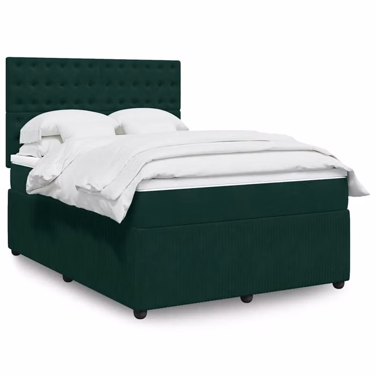 Giroletto a Molle con Materasso vidaXL in Velluto Verde Scuro L/P/H: 160 x 200 cm