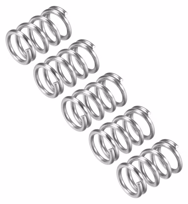 Molle a compression, 5 pezzi, acciaio inossidabile 304, 12x1,6x20 mm, colore argento