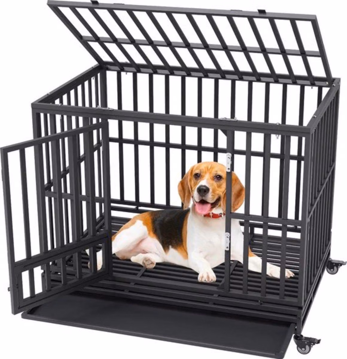Cuccia per cani con ruote - Panca per cani in acciaio inox - 65×95×81cm - Per cani di piccola taglia