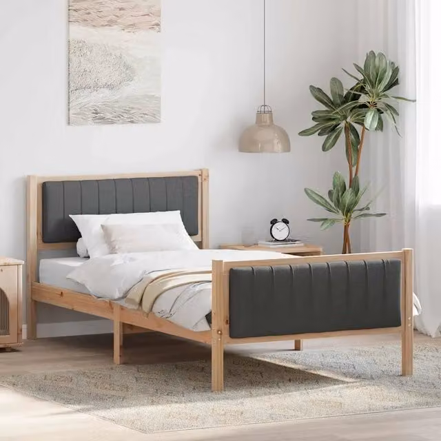 Struttura del letto-Giroletto marrone e grigio scuro 100 x 200 cm 235628