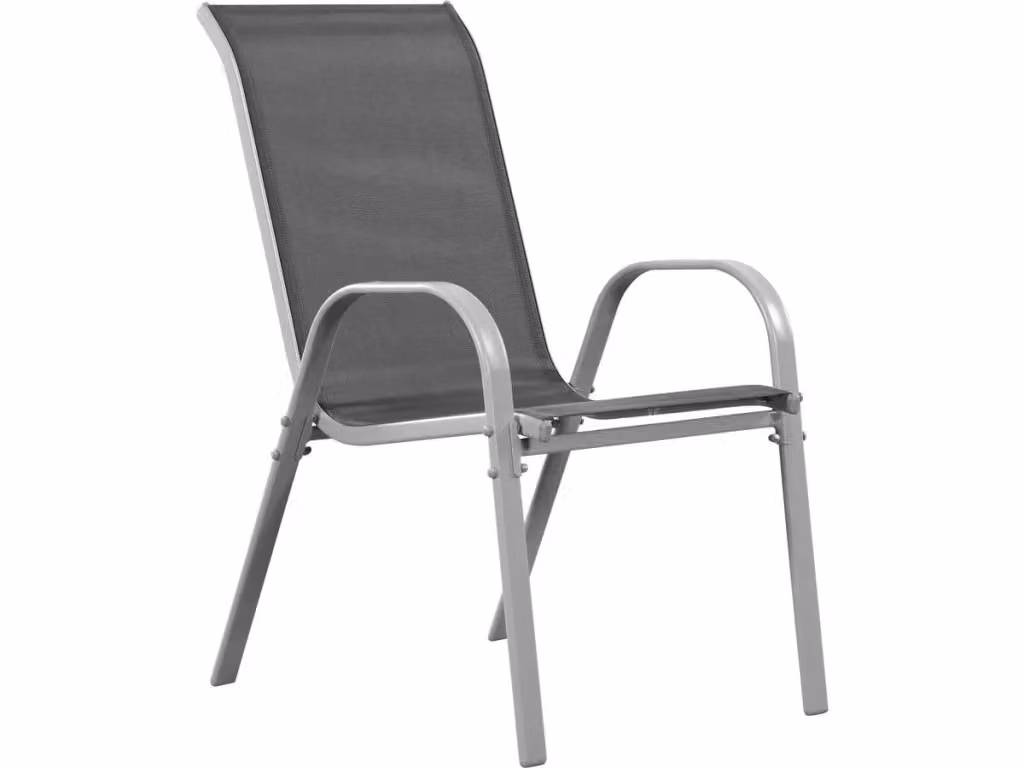 Set di 4 sedie da giardino Cordoba Phoenix in textilene e acciaio verniciato, colore grigio scuro e argento, impilabili e con braccioli – 2