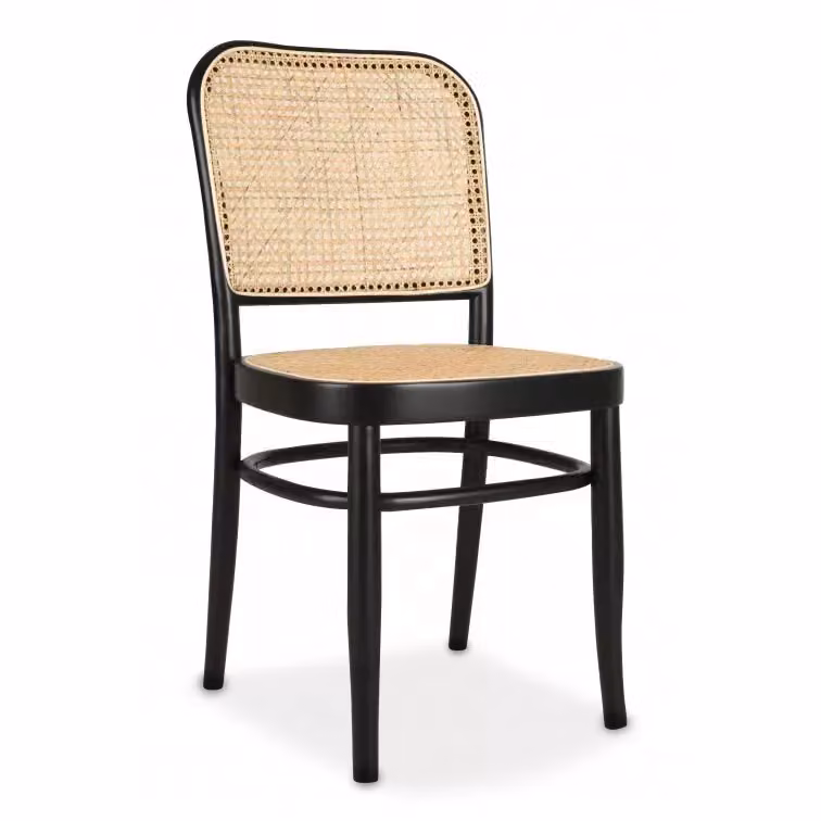 Set di 2 sedie in legno di faggio nero con paglia di Vienna Mobili 2G L: 45 cm, P: 47 cm, H: 87 cm – 2